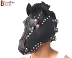 Genuine Cowhide Leather Horse Mask Hood Costume Reenactment Gear Halloween Mask Handmade