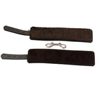 Real Cowhide Leather Wrist Cuffs Set Restraint Bondage Set with Connector Black 2 Piece Fur Lining
