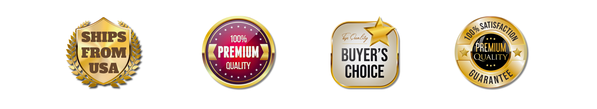 Set of product badges on a white background