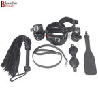 Beginners Bondage Set Leather Restraints Kit With Collar And Cuffs