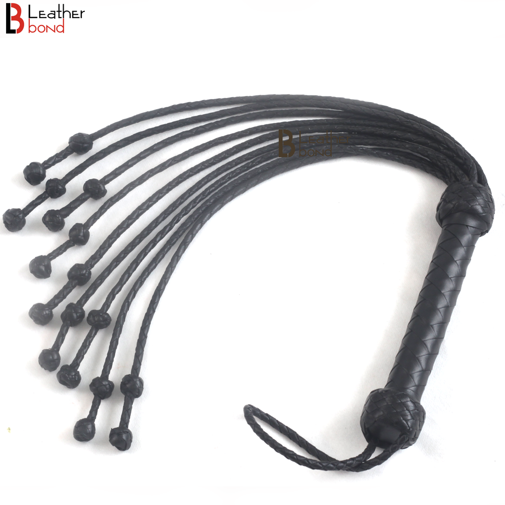 Bad Boy Bondage Set Black Cowhide Leather Restraint Hard BDSM Set Wrist Ankle Thigh Cuffs Collar Set, Paddles, Flogger, Blind Fold, Leash