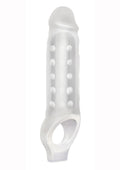 White silicone sleeve with multiple holes on a white background