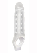 White silicone sleeve with multiple holes on a white background