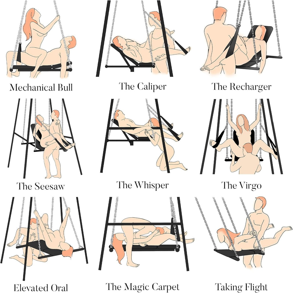 DungeonLuxe Full Body Sex Swing with Frame Adjustable 330 Lbs