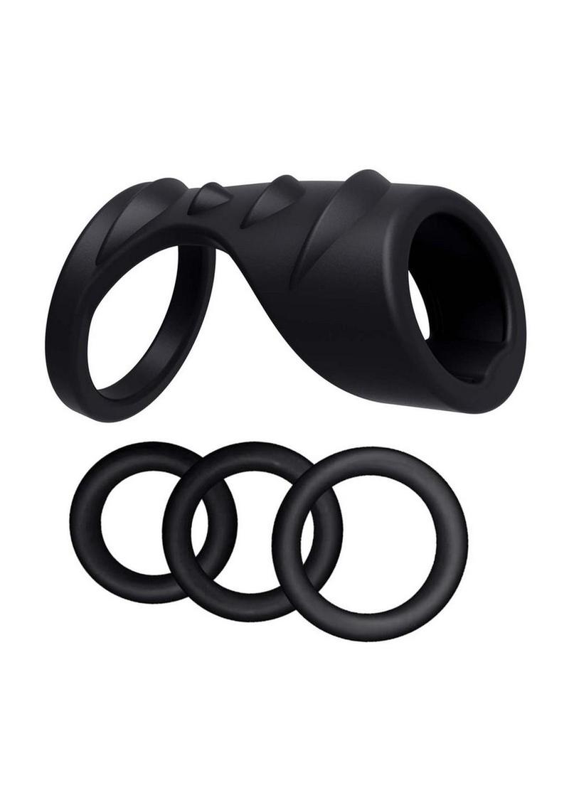 Penis Sleeve And Cock Rings RockHard Kit 4in1 Silicone
