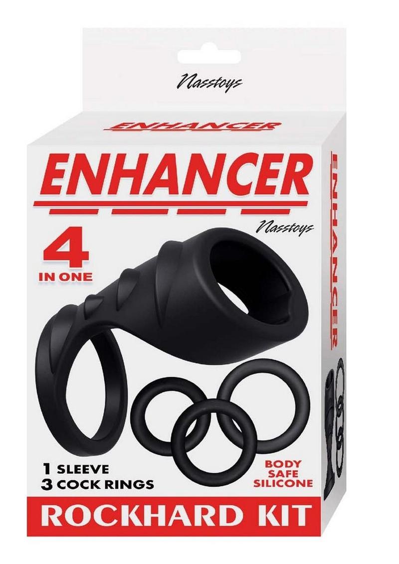 Penis Sleeve And Cock Rings RockHard Kit 4in1 Silicone