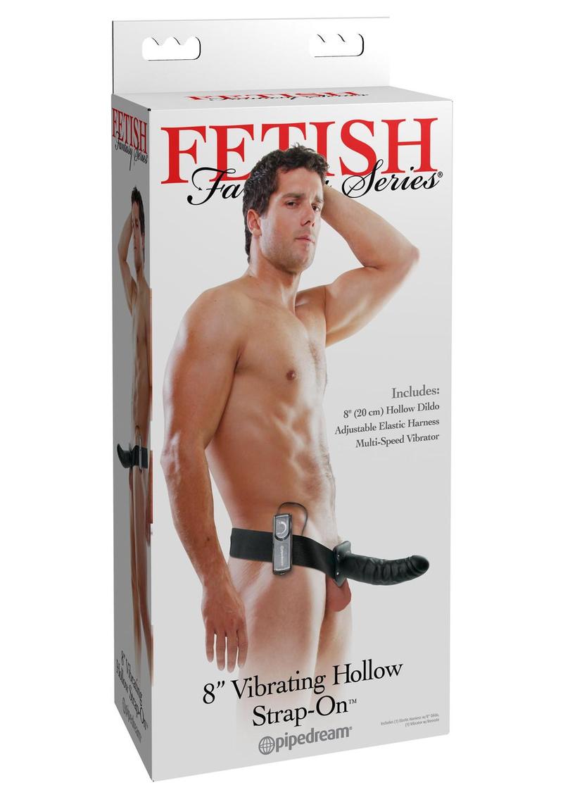 8in Vibrating Hollow Strap On With Adjustable Harness