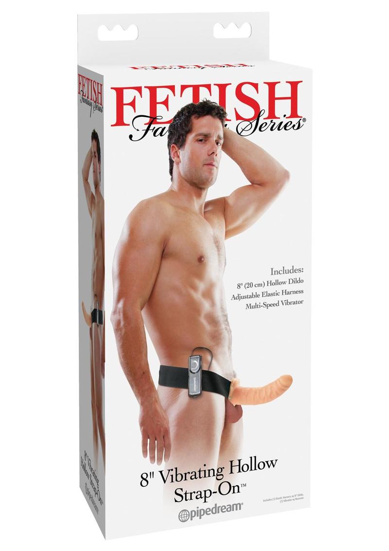 8in Vibrating Hollow Strap On With Adjustable Harness