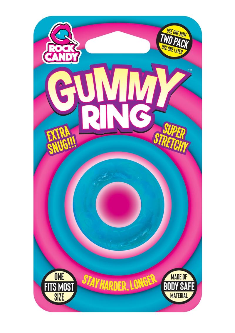 2 Pack Rock Candy Gummy Cock Ring One Size Fits Most Extra Snug Vibrant Red