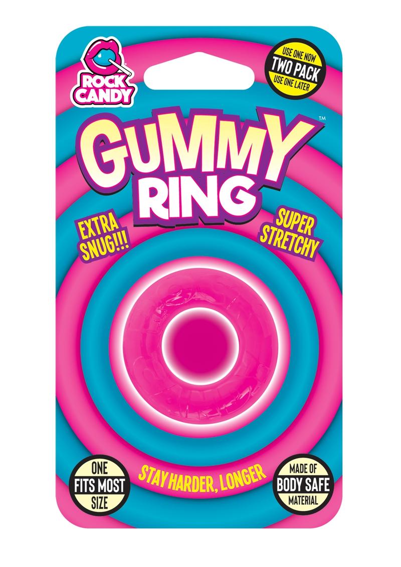 2 Pack Rock Candy Gummy Cock Ring One Size Fits Most Extra Snug Vibrant Red