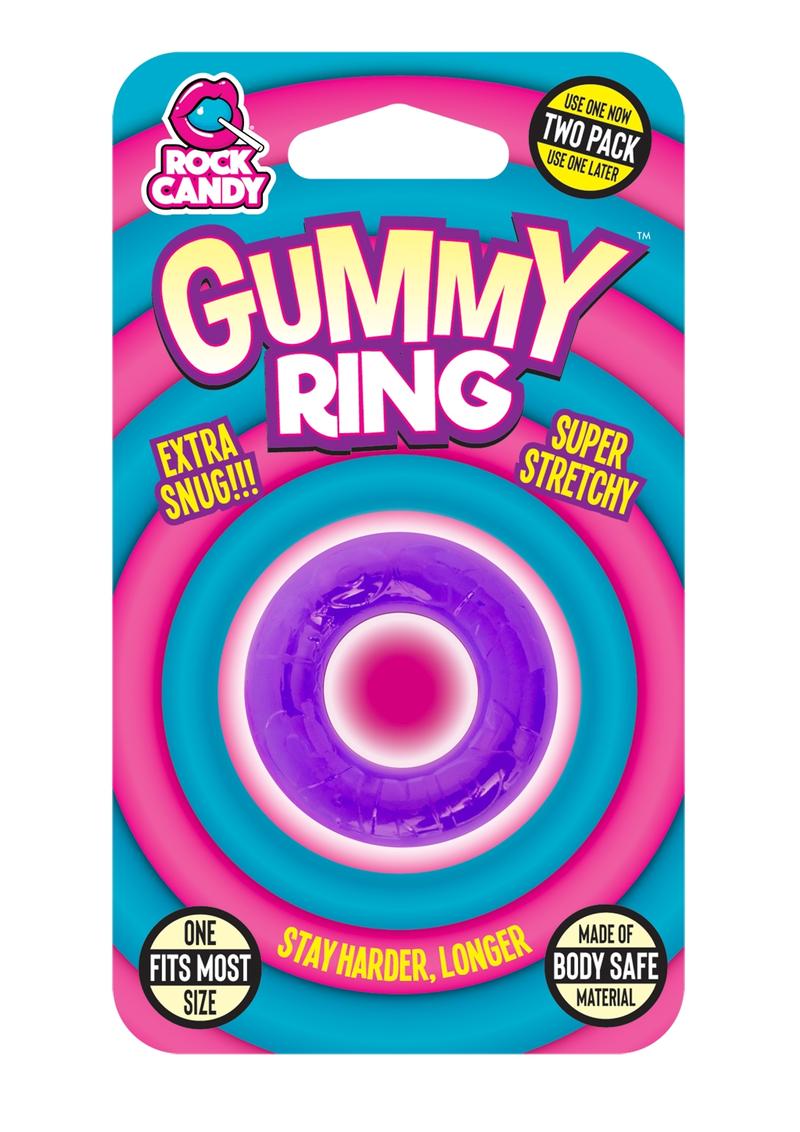2 Pack Rock Candy Gummy Cock Ring One Size Fits Most Extra Snug Vibrant Red