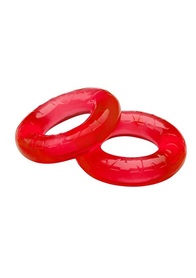 2 Pack Rock Candy Gummy Cock Ring One Size Fits Most Extra Snug Vibrant Red
