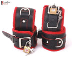 Cow Leather Cuffs Bondage Set 7 Piece with Collar Kit