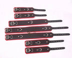 Cow Leather Cuffs Bondage Set 7 Piece with Collar Kit
