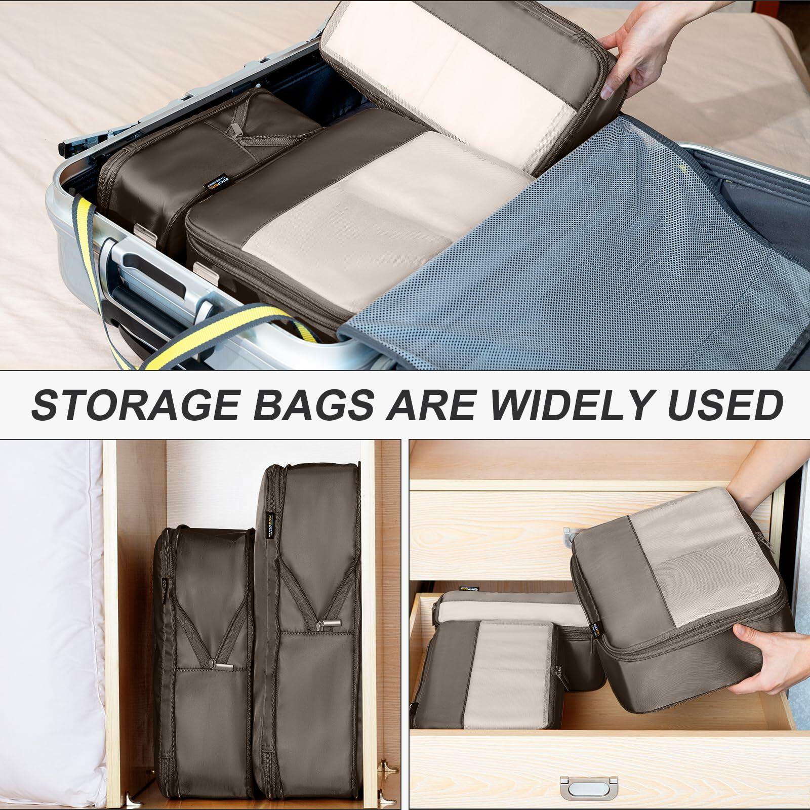 Compression Packing Cubes 6 Pack Travel Organizer Charcoal Gray