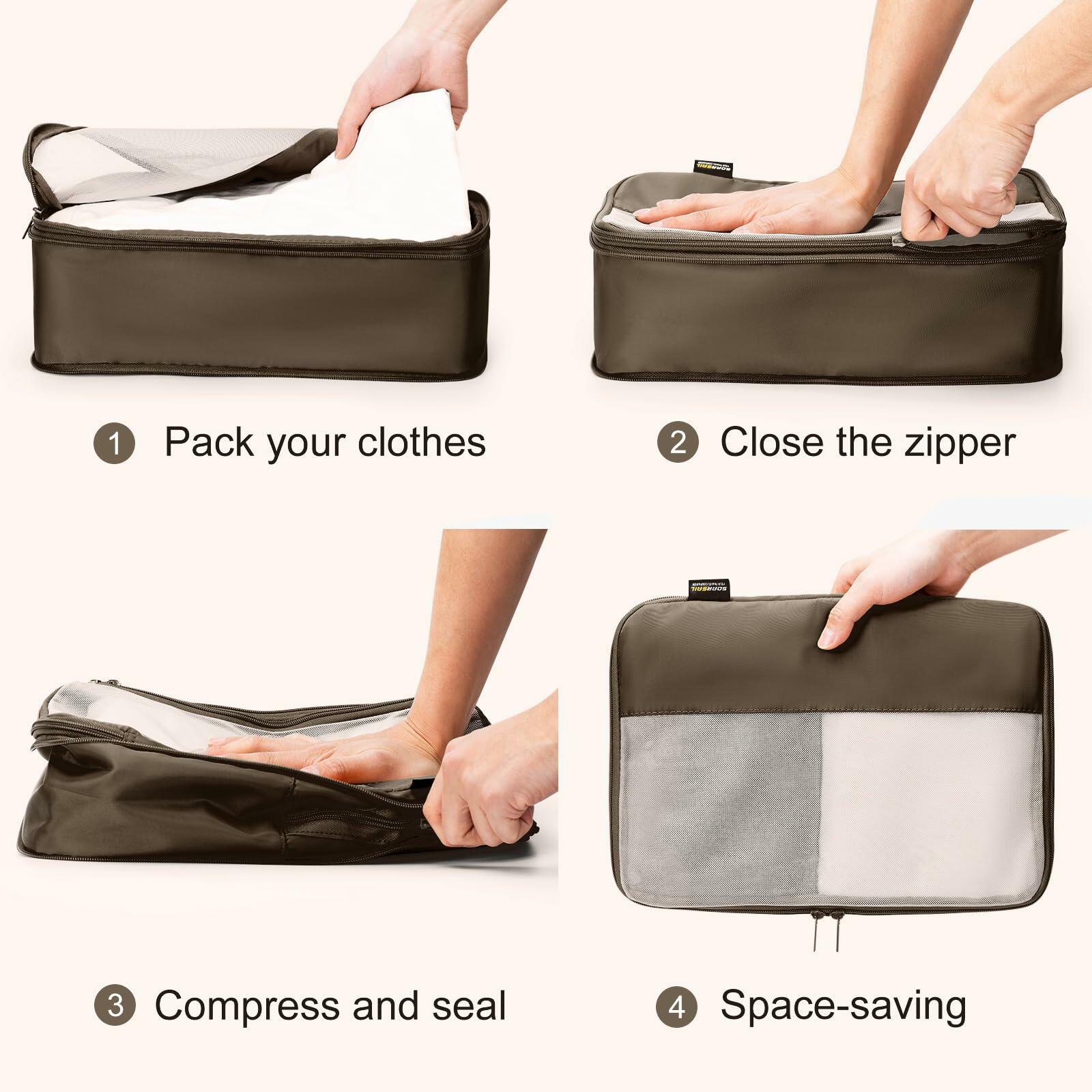 Compression Packing Cubes 6 Pack Travel Organizer Charcoal Gray