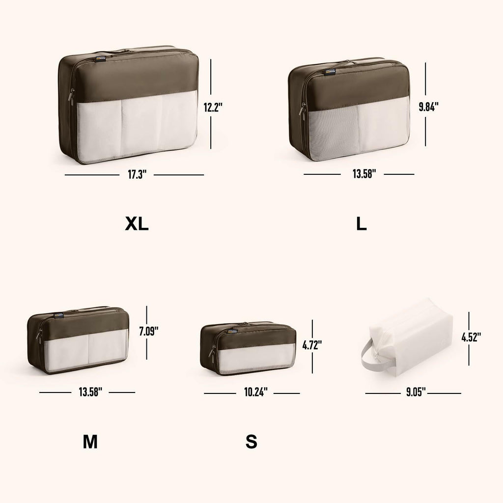 Compression Packing Cubes 6 Pack Travel Organizer Charcoal Gray