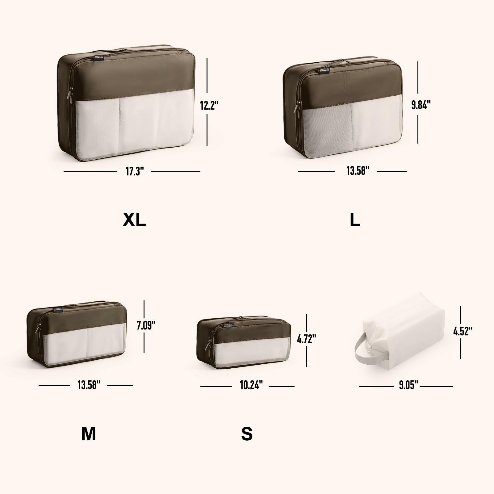 Compression Packing Cubes 6 Pack Travel Organizer Charcoal Gray