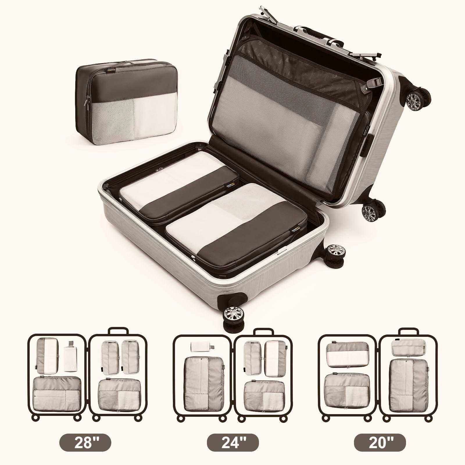 Compression Packing Cubes 6 Pack Travel Organizer Charcoal Gray