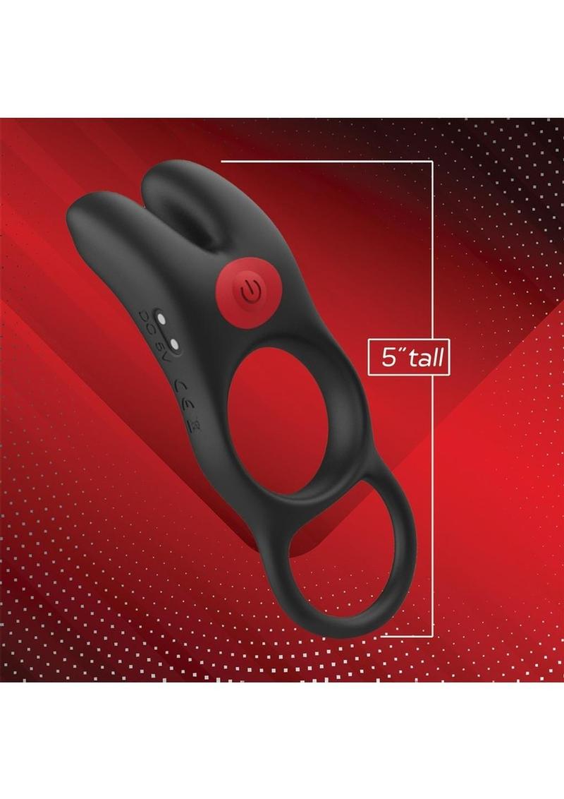 Red Dot V1 Silicone Rechargeable Vibrating Cock Ring With Remote