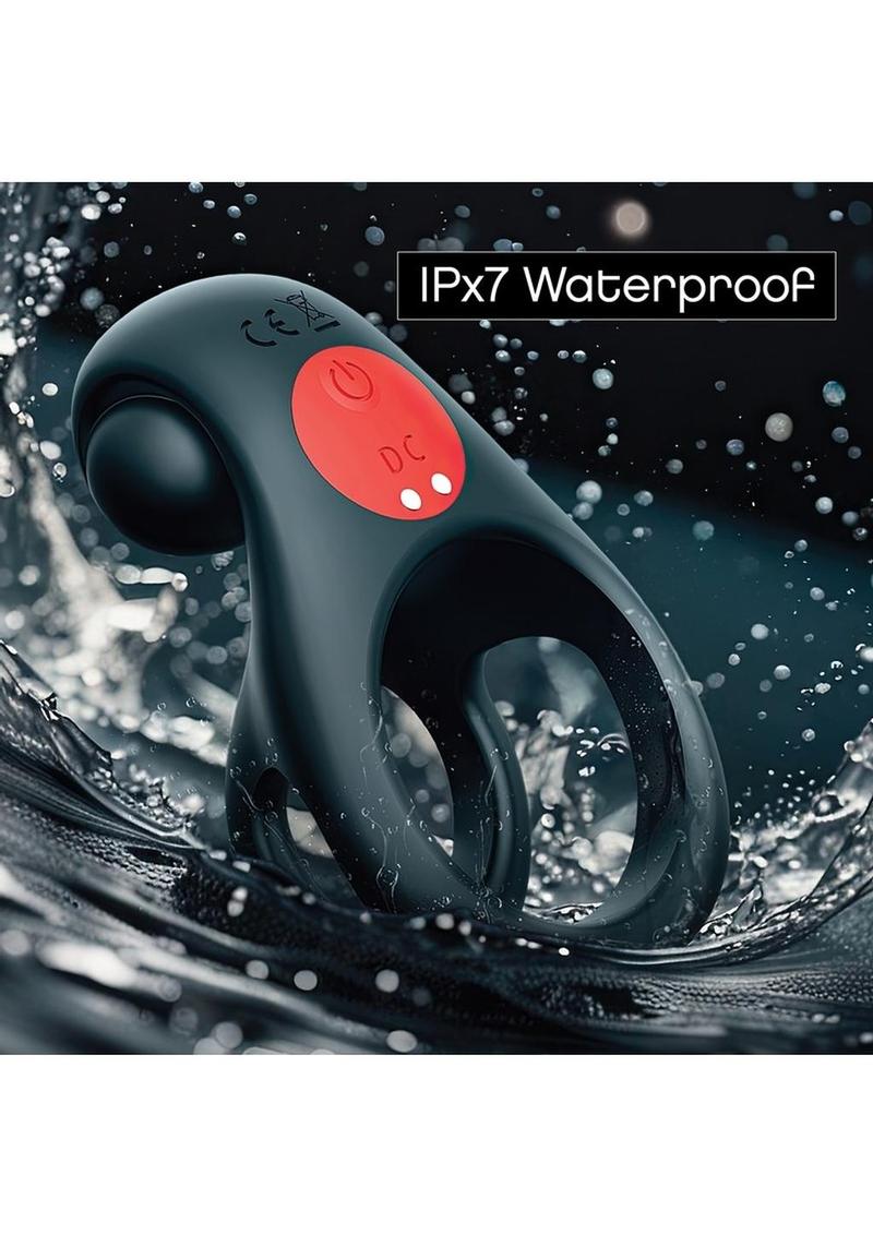 Red Dot V2 Silicone Rechargeable Vibrating Cock Ring with Remote