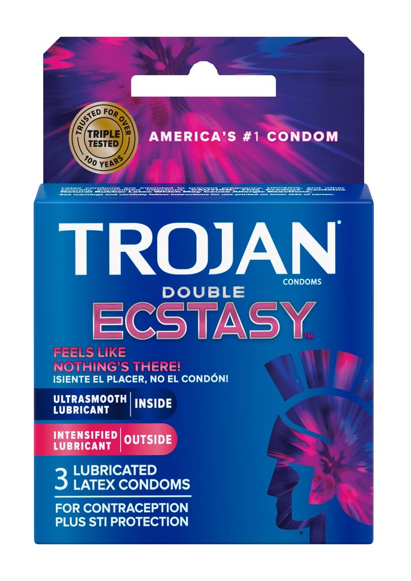 Trojan Double Ecstasy Condoms 3 Pack Ultrasmooth Inside Outside Lubrication