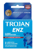 Trojan ENZ Condoms With Spermicidal Lubricant Classic Reservoir End
