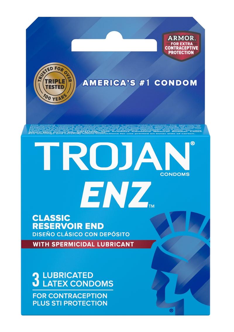 Trojan ENZ Condoms With Spermicidal Lubricant Classic Reservoir End