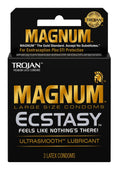 Trojan Magnum Ecstasy Large Size Condoms Ultrasmooth Lubricated 3 Pack