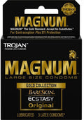 Trojan Magnum Large Size Condoms 3 Pack Gold Collection
