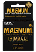 Trojan Magnum Ribbed Lubricated Latex Condoms 3 Pack