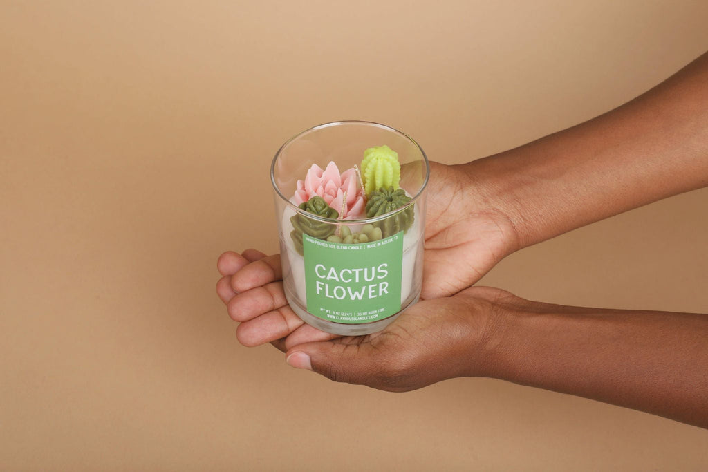 Cactus Flower Container Candle Citrus Lily Top Notes Warm Woody Finish